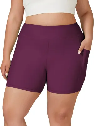 Tournesol Women's Plus Size Swim Shorts High Waisted Swimsuit Bottoms Tankini Boy Shorts Bathing Suit with Pocket 6 inch