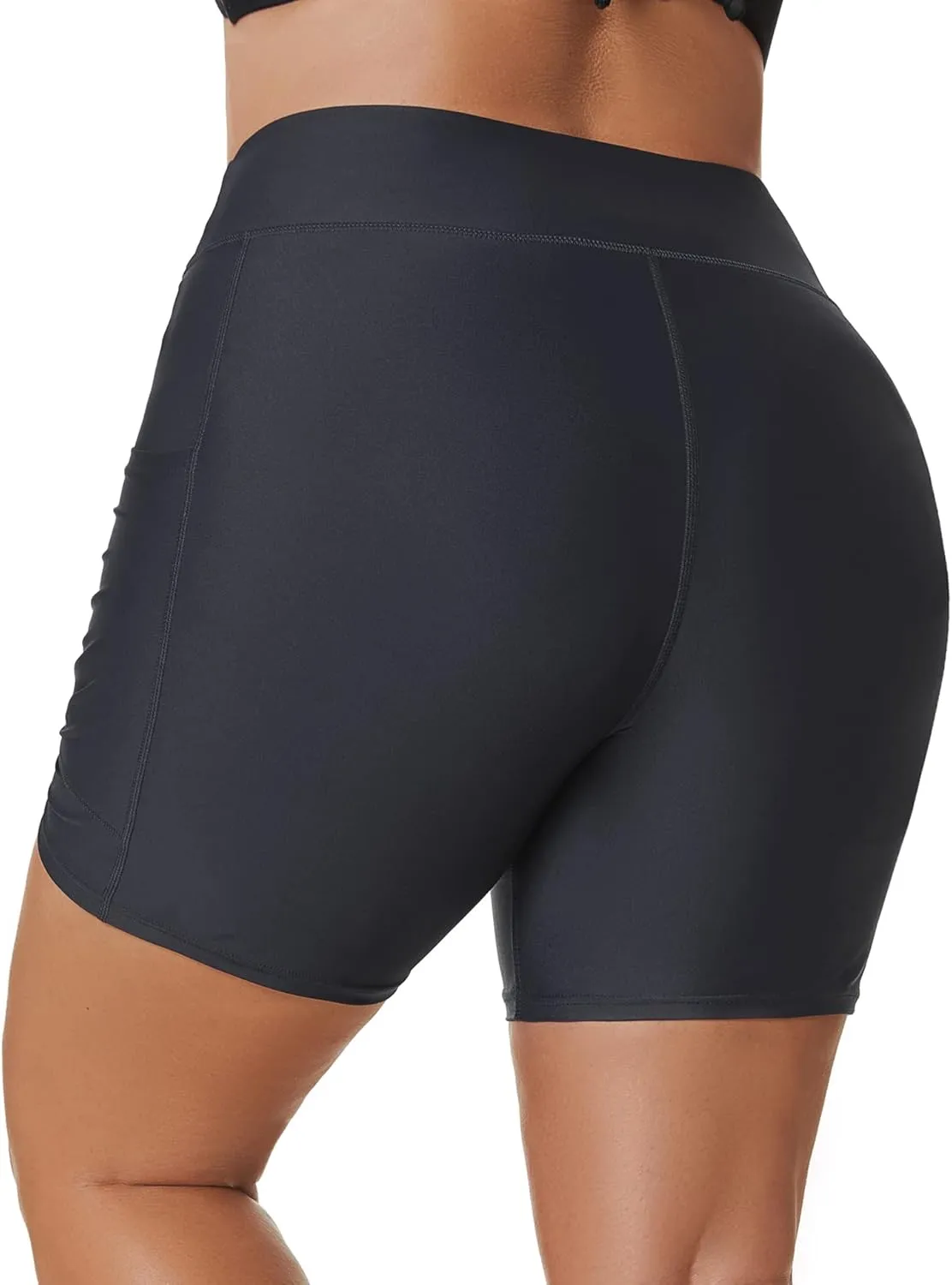 Tournesol Women's Plus Size Swim Shorts High Waisted Swimsuit Bottoms Tankini Boy Shorts Bathing Suit with Pocket 6 inch