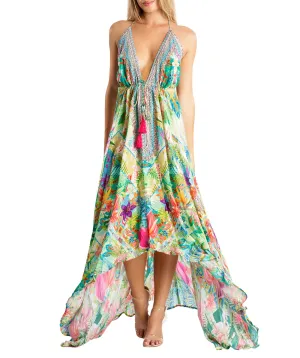 Tropics Maxi Halter High Low Dress