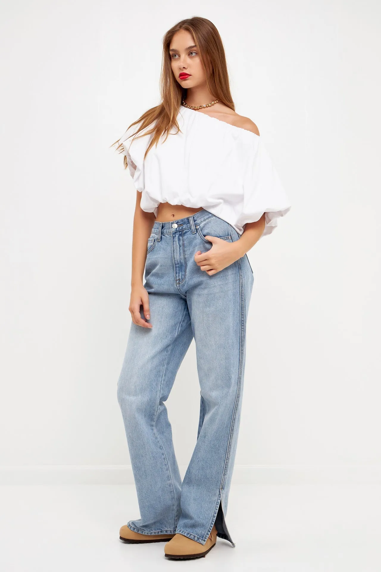 Two-way Neckline Balloon T-Shirts