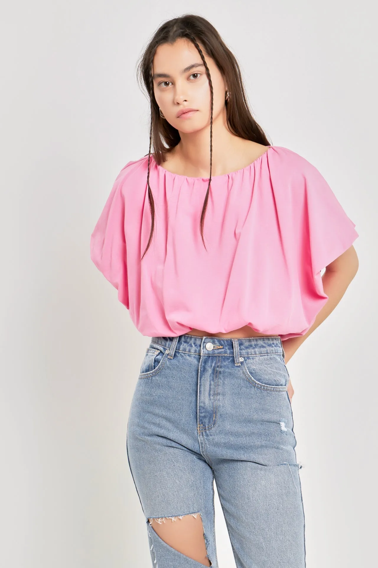 Two-way Neckline Balloon T-Shirts
