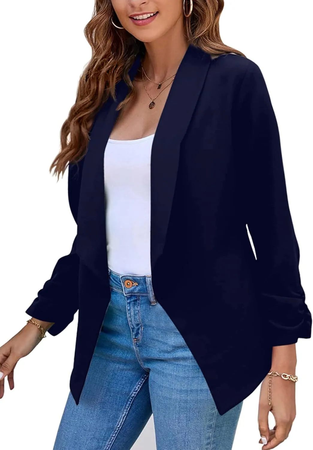 TYQQU Womens Oversized Button Down Blazer Slim Work Office Fit Lightweight Cardigan