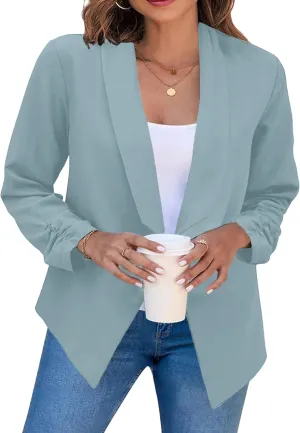 TYQQU Womens Oversized Button Down Blazer Slim Work Office Fit Lightweight Cardigan