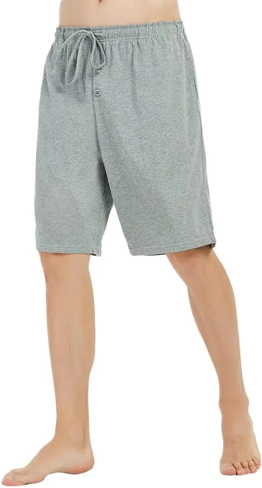 U2SKIIN 2 Pack Mens 100% Cotton Pajama Shorts, Lightweight Lounge Pant with Pockets Soft Sleep Pj Shorts for Men
