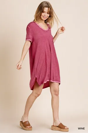 Umgee Washed V-Neck Tee Dress