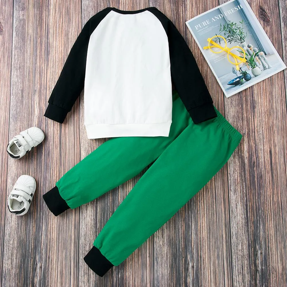 Unisex Cartoon Letter Printed Long Sleeve T-Shirts & Pants Wholesale Clothing For Children