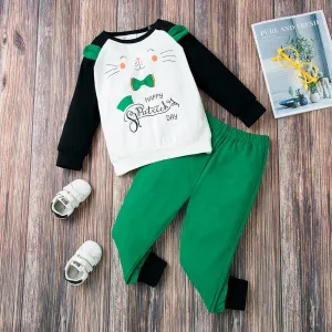 Unisex Cartoon Letter Printed Long Sleeve T-Shirts & Pants Wholesale Clothing For Children