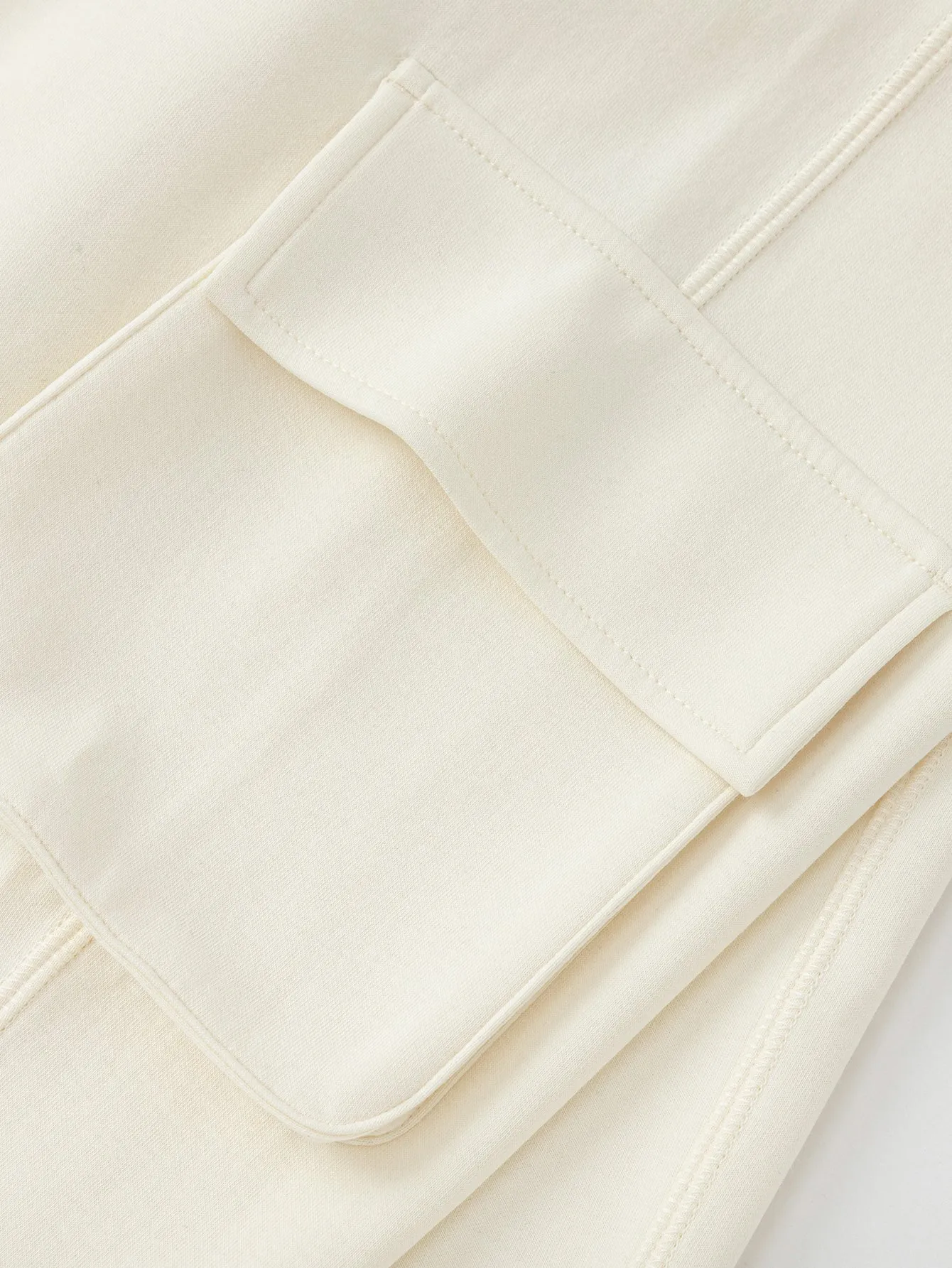 Unisex Daily Life Cream White Solid Color Trousers