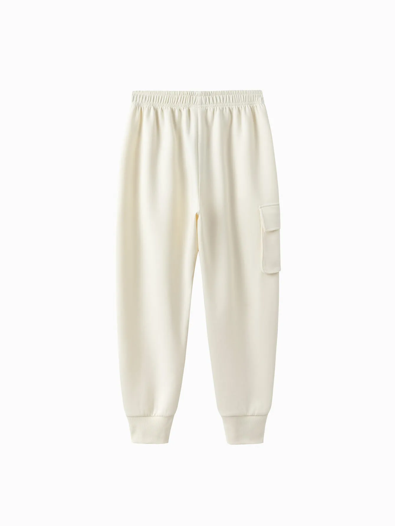 Unisex Daily Life Cream White Solid Color Trousers