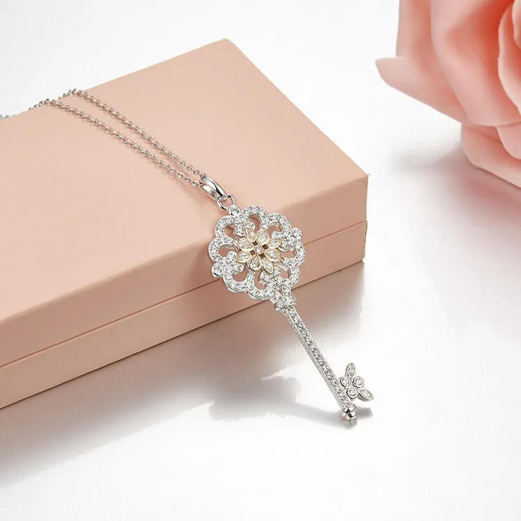 Unlock Happiness Enchant Primrose Key Pendant Necklace