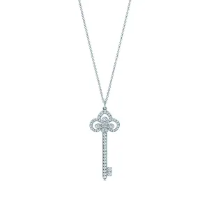 Unlock Happiness Fleur de Lis Key Pendant Necklace