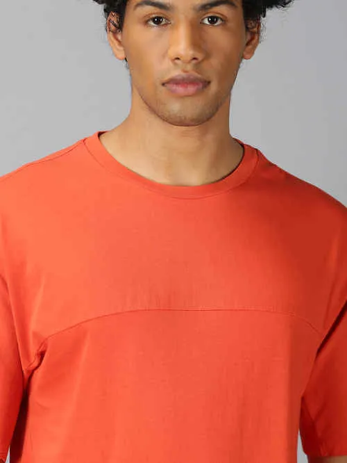 UrGear Solid Men Round Neck Orange T-shirt