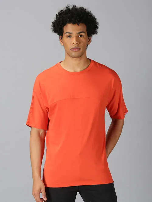 UrGear Solid Men Round Neck Orange T-shirt