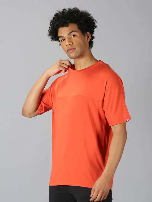 UrGear Solid Men Round Neck Orange T-shirt