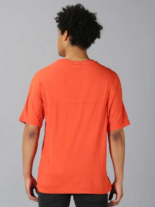 UrGear Solid Men Round Neck Orange T-shirt
