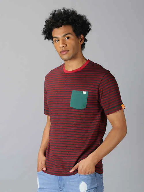 UrGear Striped  Men Round Neck  Red  T-shirt