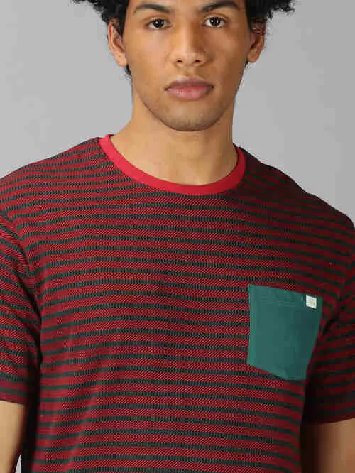 UrGear Striped  Men Round Neck  Red  T-shirt