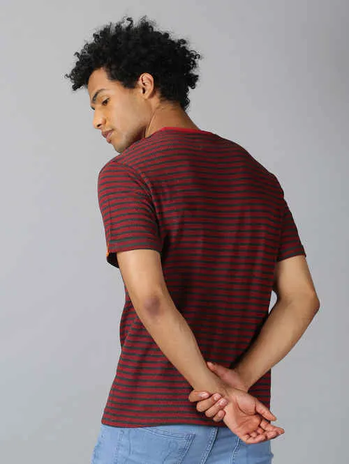 UrGear Striped  Men Round Neck  Red  T-shirt