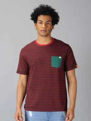 UrGear Striped  Men Round Neck  Red  T-shirt