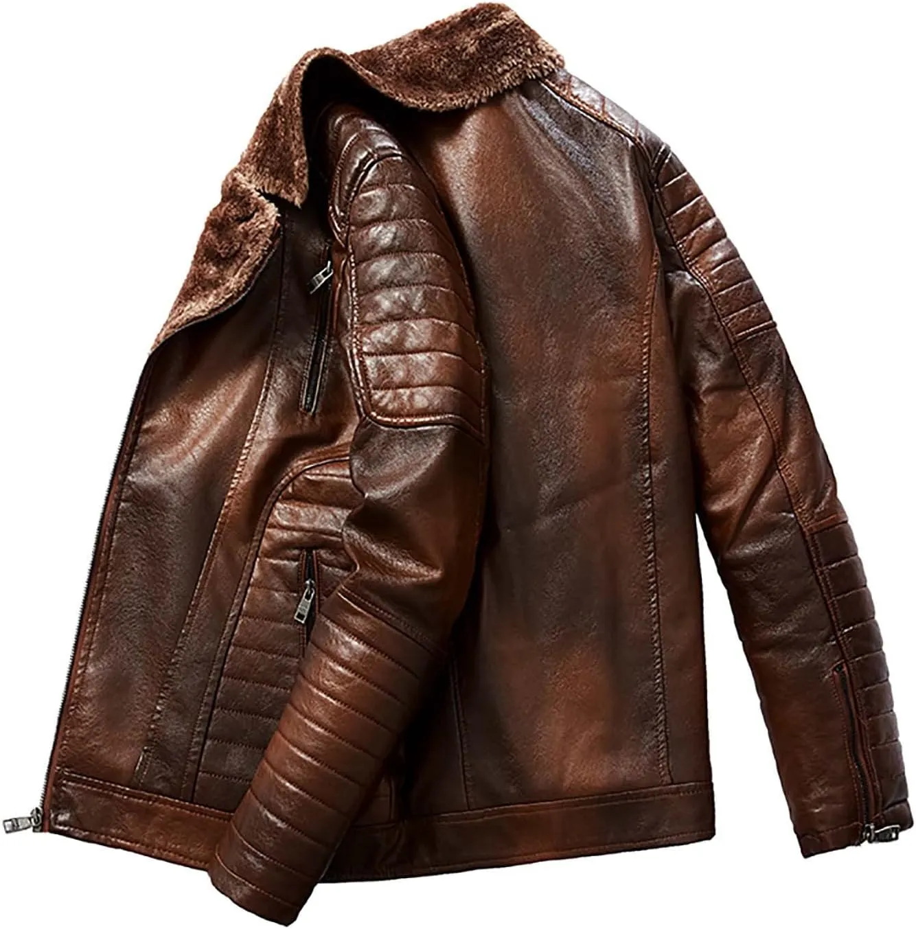 usnsm Bomber Jacket Men Leather,B3 Bomber Sheepskin Shearling Leather Jacket Aviator Fighter Pilots Winter Fur Jacket