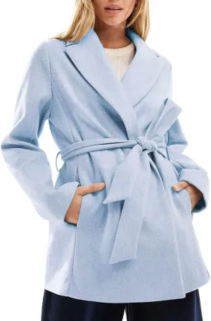 utcoco Women Fashion Belted Wool Trench Coat Notched Lapel Pea Coats Winter Warm Jackets with Pockets