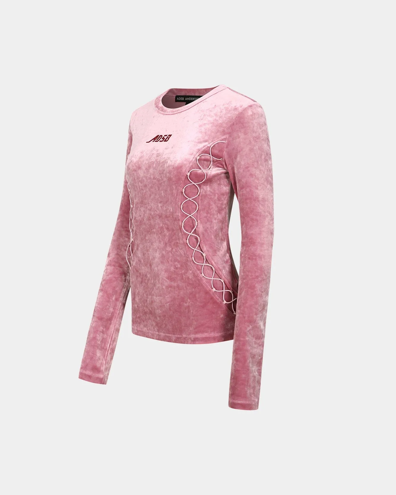 VELVET LACE UP LS T-SHIRTS atb1206w(PINK)