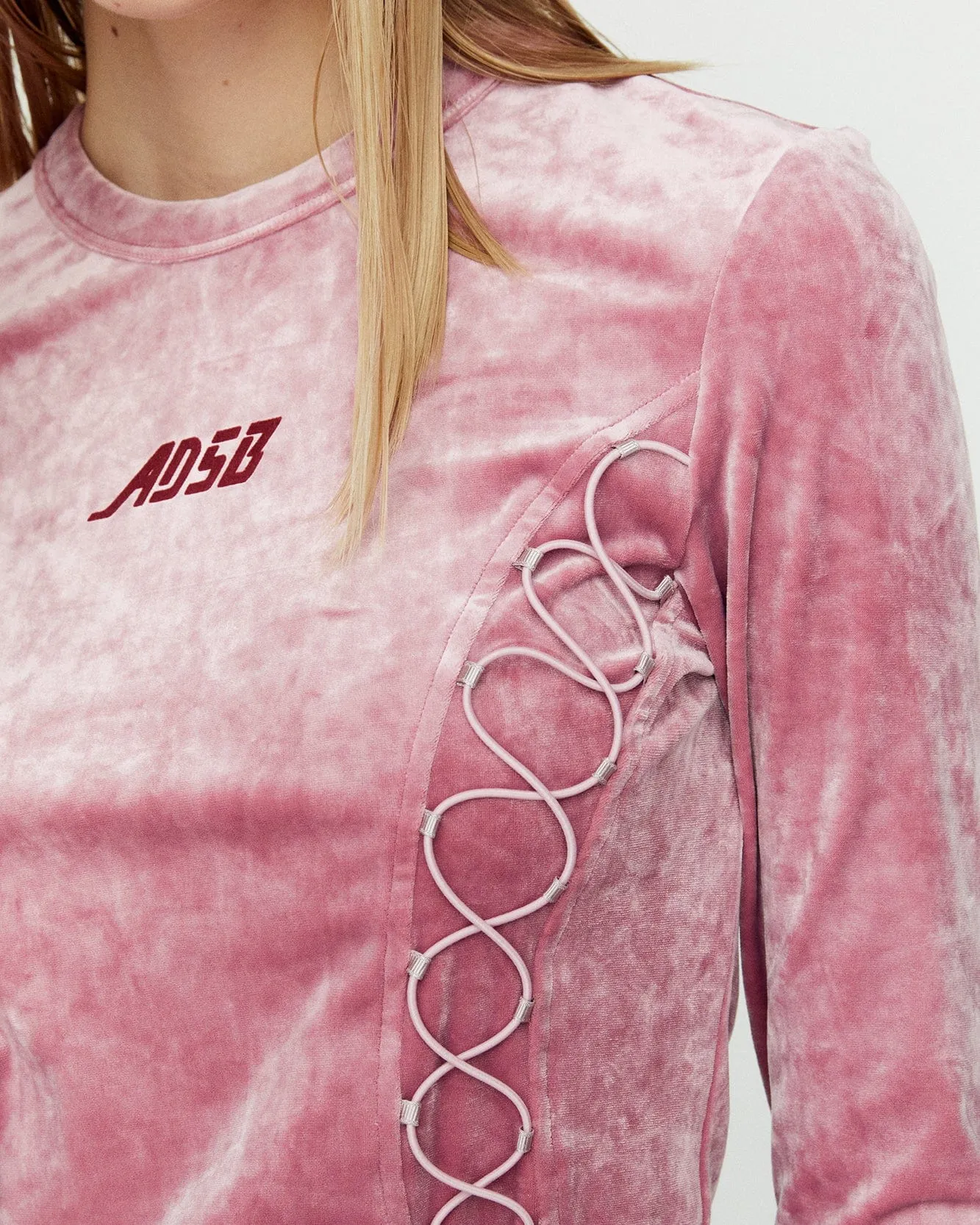 VELVET LACE UP LS T-SHIRTS atb1206w(PINK)