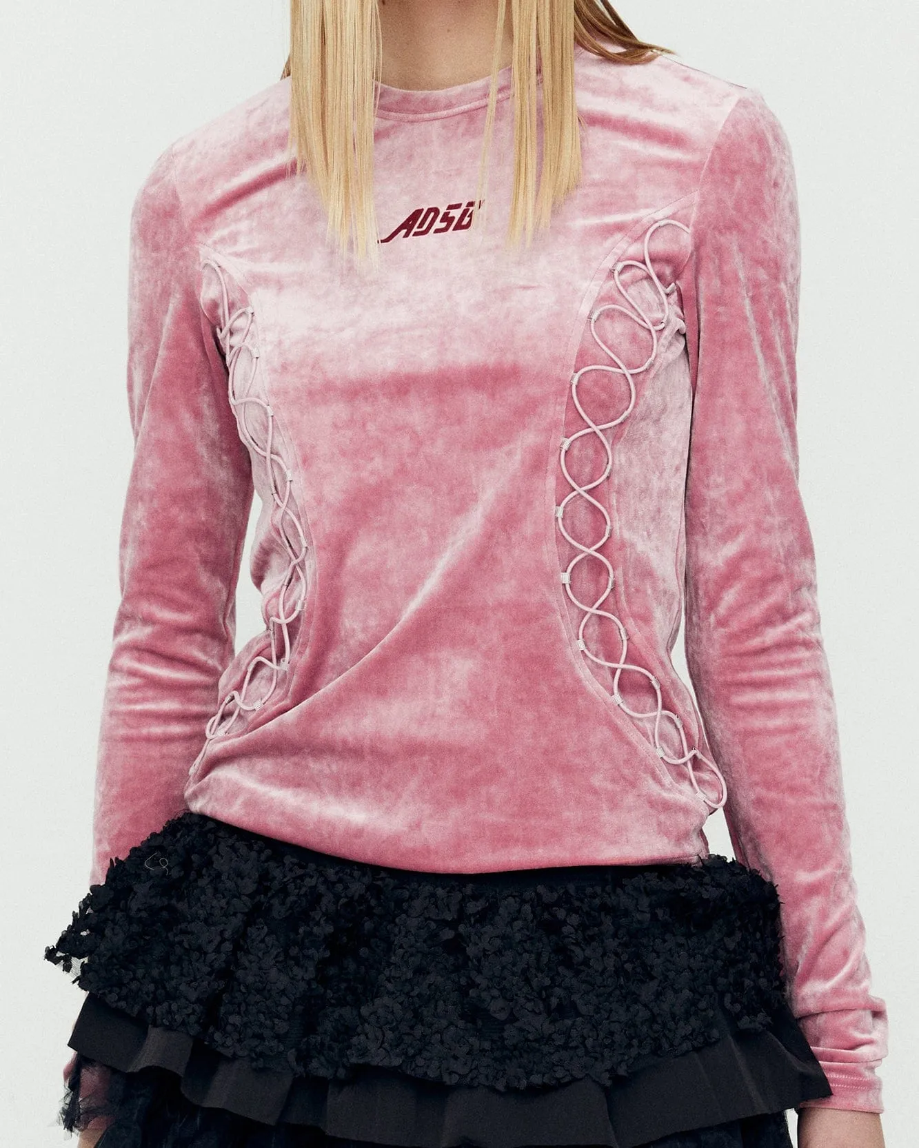 VELVET LACE UP LS T-SHIRTS atb1206w(PINK)