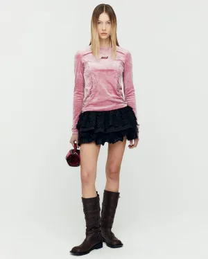 VELVET LACE UP LS T-SHIRTS atb1206w(PINK)