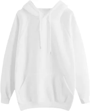 Vickyleb Womens Hoodie Solid Basic Fleece Drawstring Loose Fit Sweatshirt Long Sleeve Pullover with Kangaroo Pocket