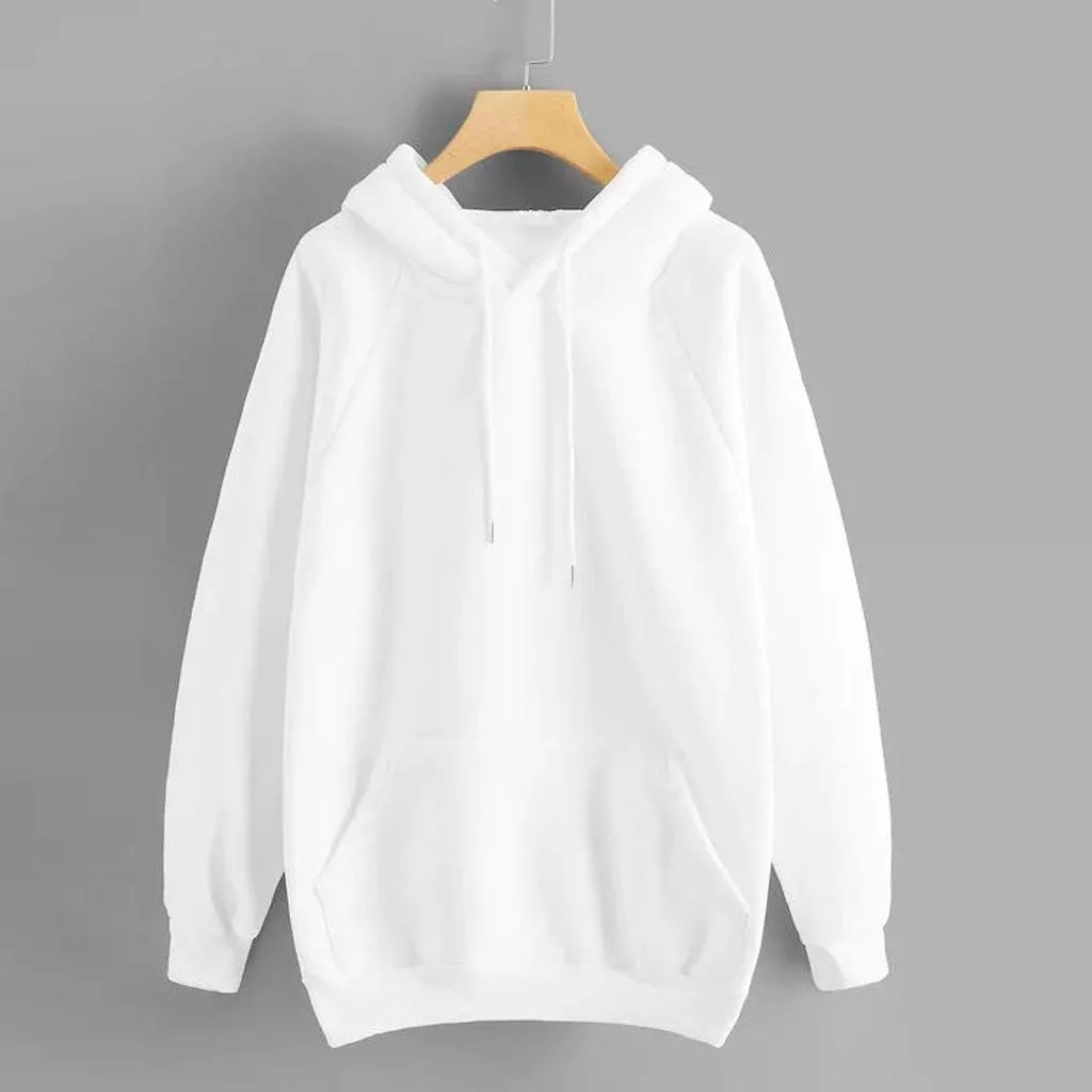 Vickyleb Womens Hoodie Solid Basic Fleece Drawstring Loose Fit Sweatshirt Long Sleeve Pullover with Kangaroo Pocket