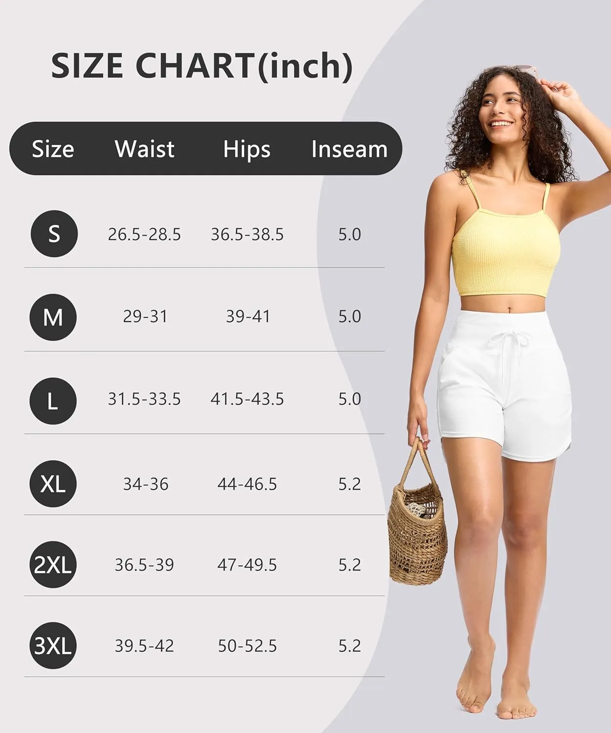 Viodia Women's 5" High Waisted Swim Board Shorts Quick Dry Beach Shorts with Pockets UPF 50  Swimsuit Bottoms with Liner