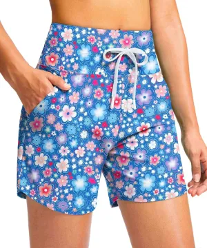 Viodia Women's 5" High Waisted Swim Board Shorts Quick Dry Beach Shorts with Pockets UPF 50  Swimsuit Bottoms with Liner