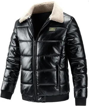 Warm Lamb Turn Down Collar Coat Men's Autumn Winter Casual Outdoor Cotton Padded Jacket
