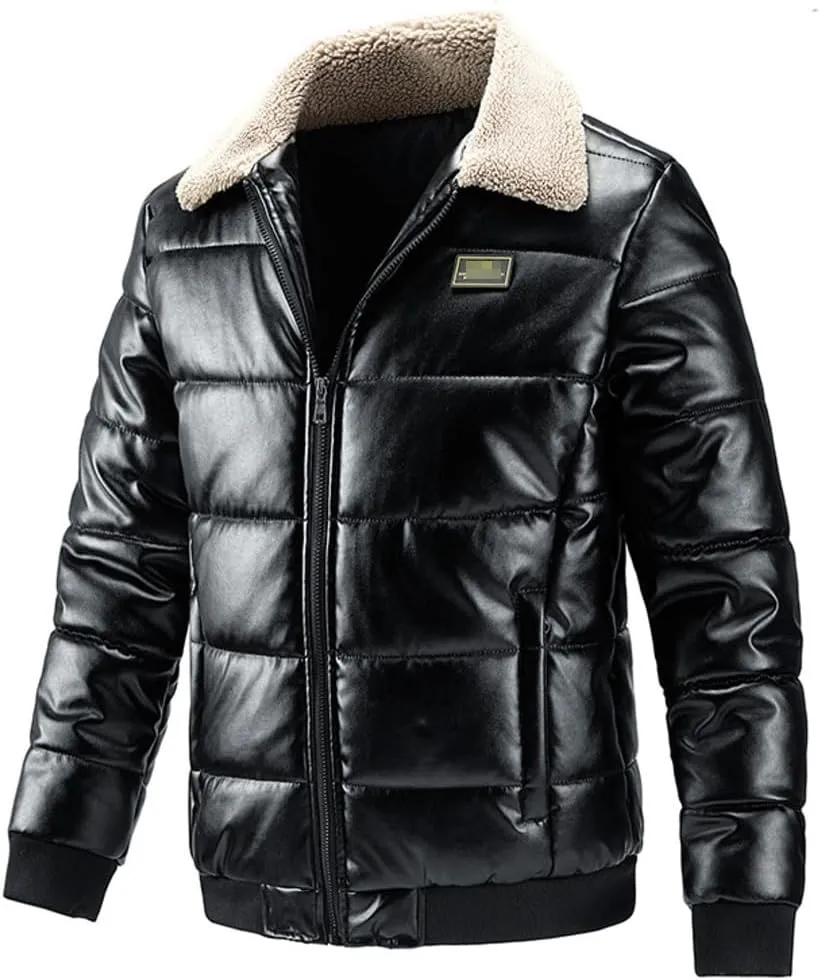 Warm Lamb Turn Down Collar Coat Men's Autumn Winter Casual Outdoor Cotton Padded Jacket