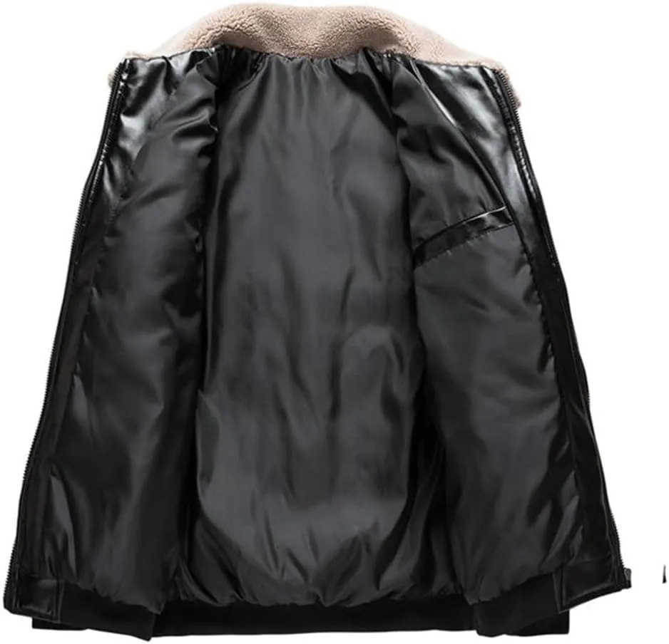 Warm Lamb Turn Down Collar Coat Men's Autumn Winter Casual Outdoor Cotton Padded Jacket