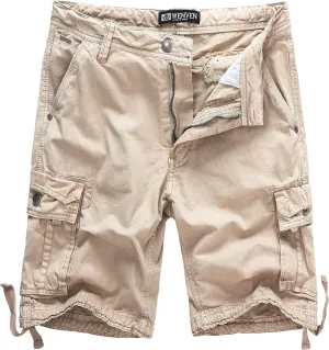WenVen Men's Cotton Twill Cargo Shorts Classic Relaxed Fit- Reg and Big & Tall Sizes