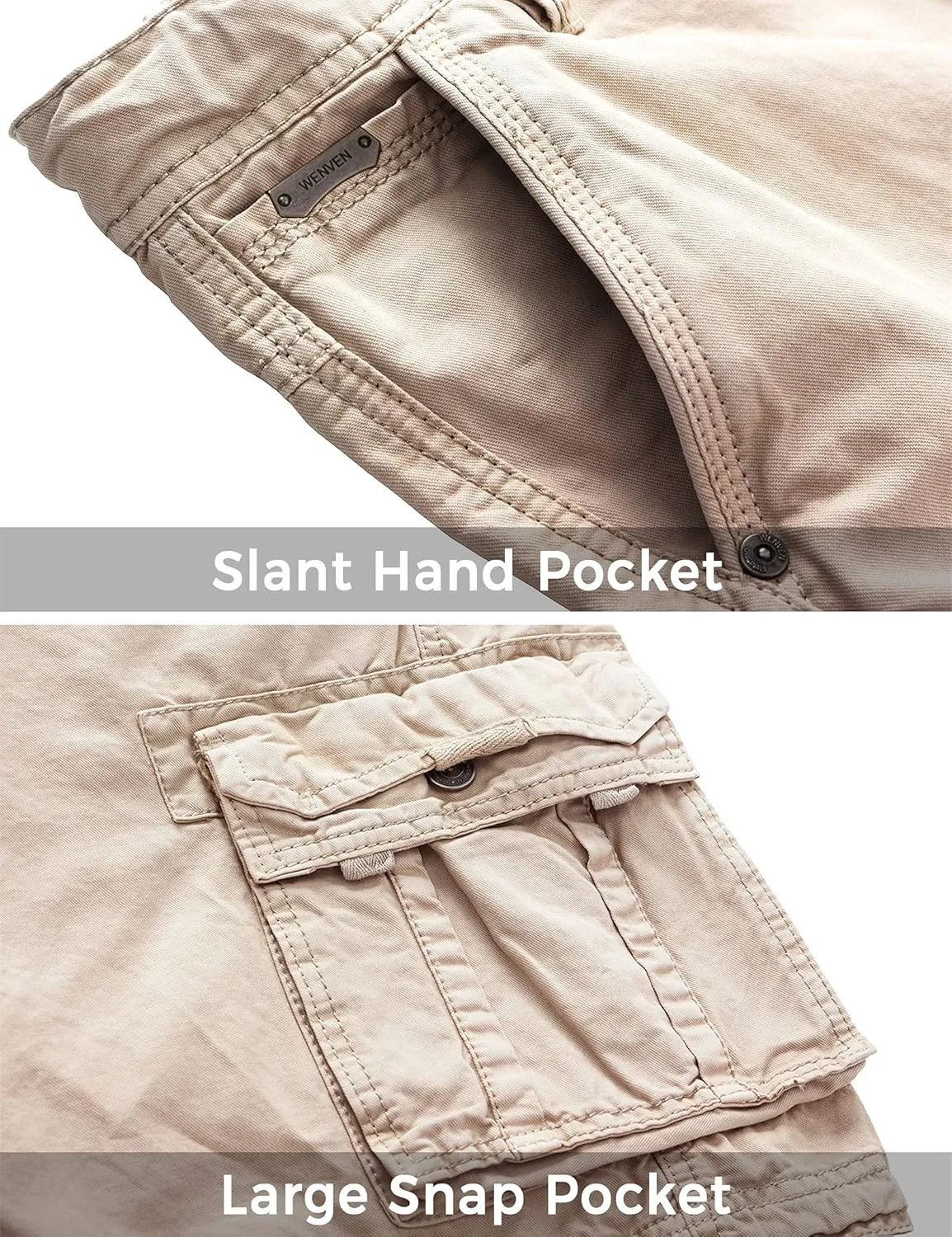 WenVen Men's Cotton Twill Cargo Shorts Classic Relaxed Fit- Reg and Big & Tall Sizes