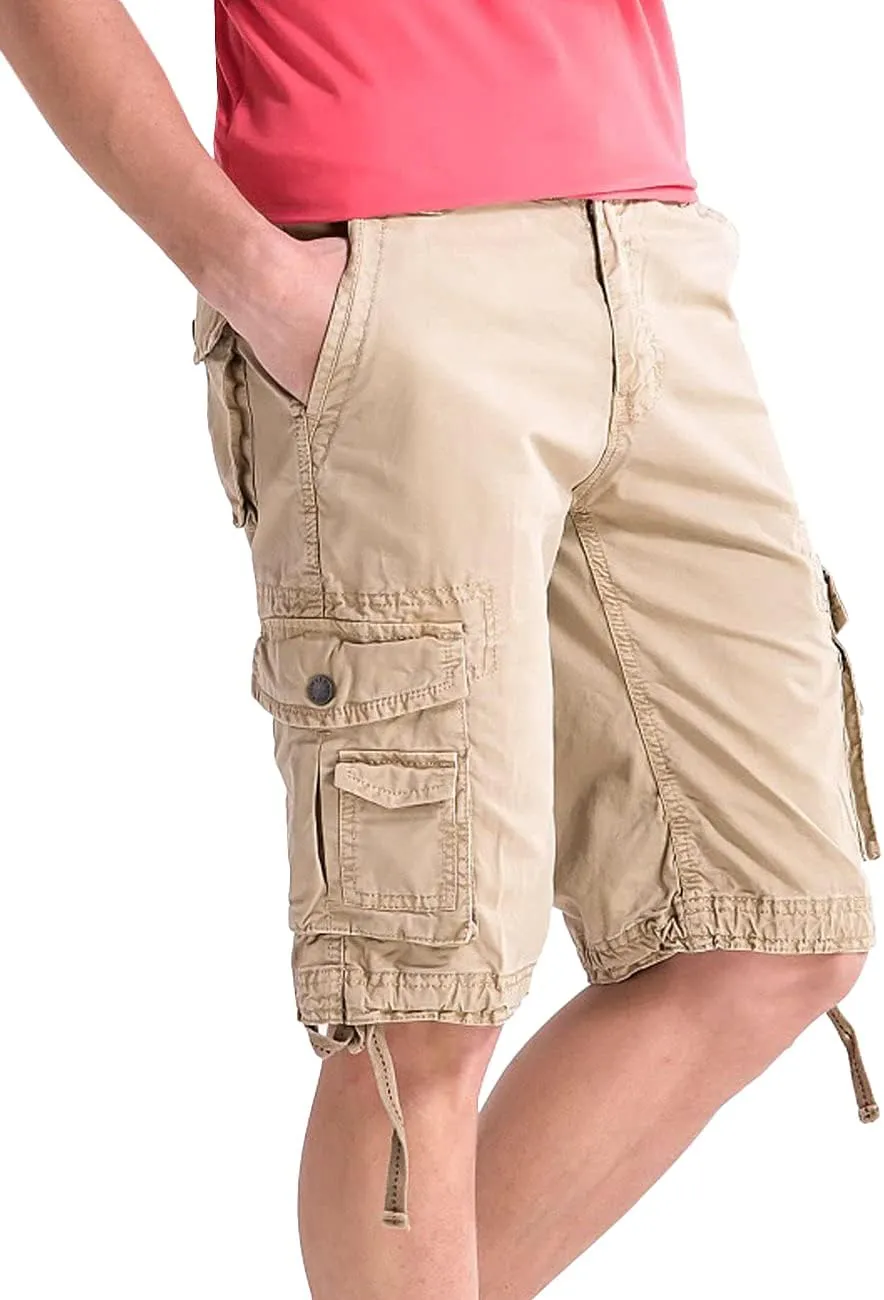 WenVen Men's Cotton Twill Cargo Shorts Classic Relaxed Fit- Reg and Big & Tall Sizes