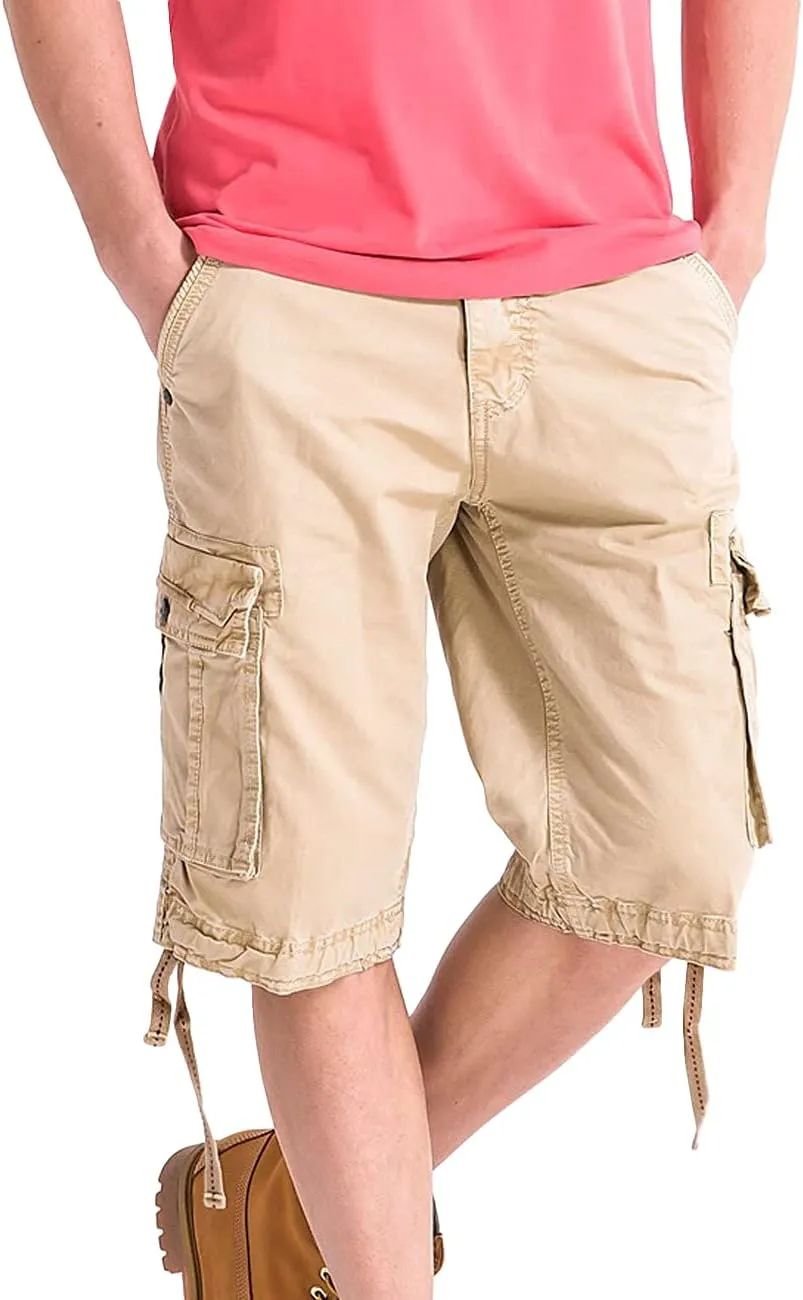 WenVen Men's Cotton Twill Cargo Shorts Classic Relaxed Fit- Reg and Big & Tall Sizes