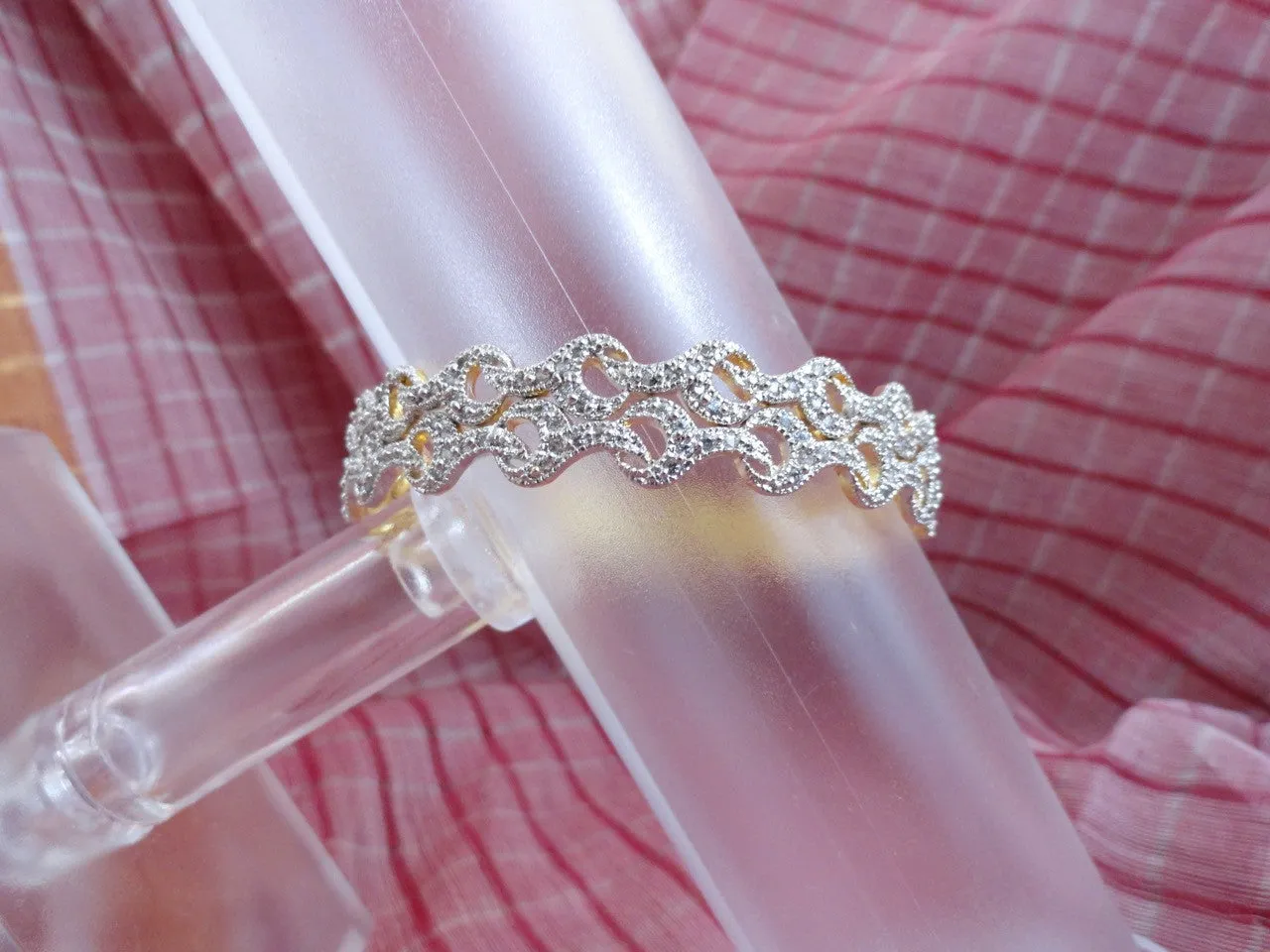 White stone bangle bracelets from India. Indian, handmade bangle bracelets. "Cupid's Eyes"- Gold covered brass wrist wear stone bangles. From Artikrti.
