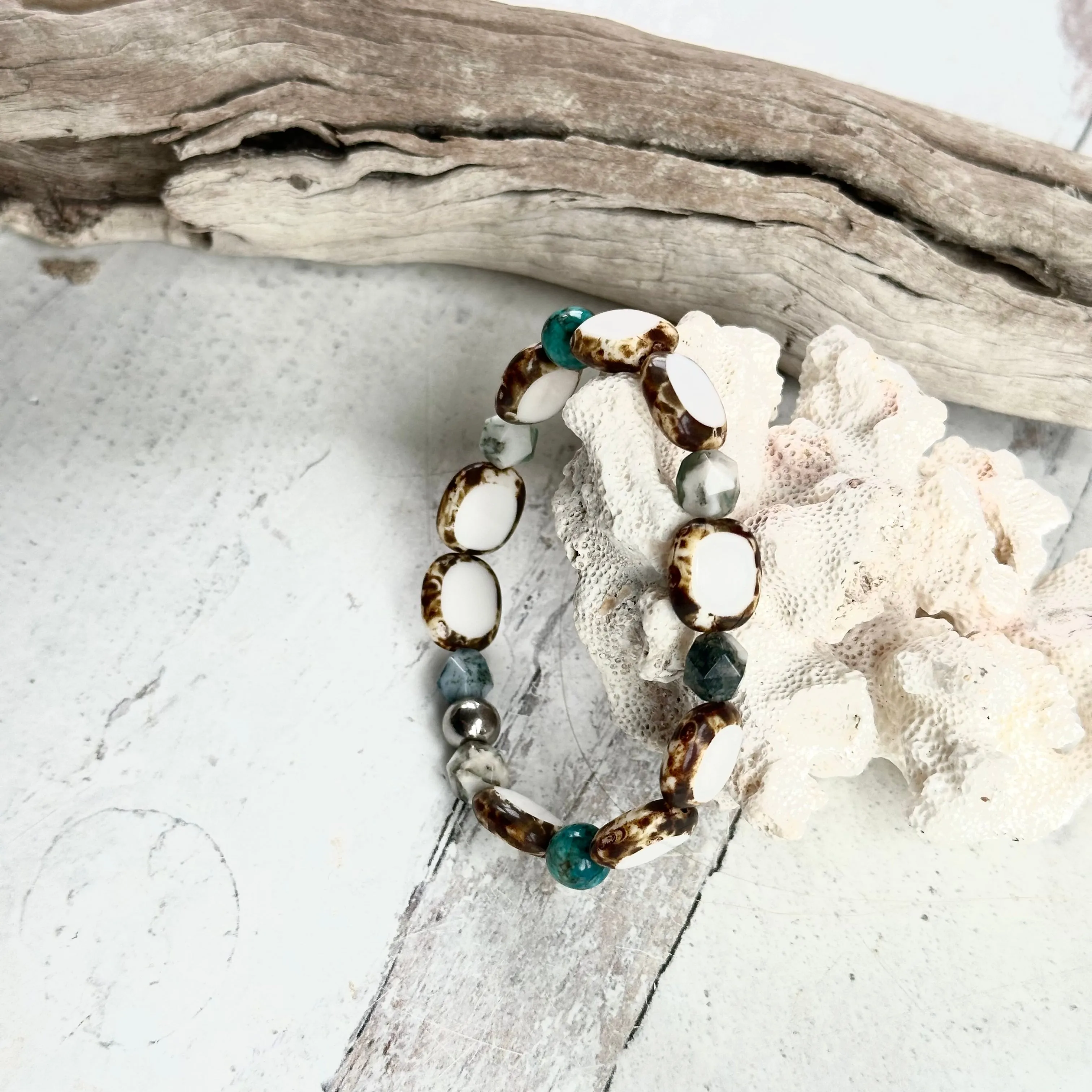 White Turquoise and Silver Bracelets