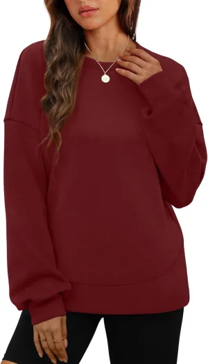 WIHOLL Fall Sweatshirt for Women Crew Neck Long Sleeve Shirts Pullover Casual Workout Tops Fashion 2024