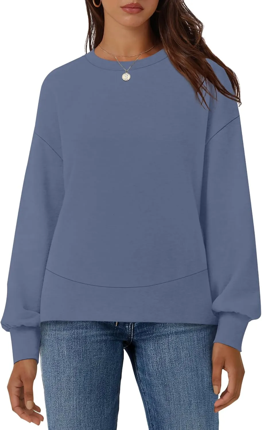WIHOLL Fall Sweatshirt for Women Crew Neck Long Sleeve Shirts Pullover Casual Workout Tops Fashion 2024