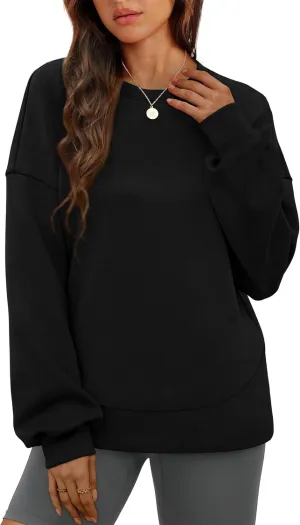 WIHOLL Fall Sweatshirt for Women Crew Neck Long Sleeve Shirts Pullover Casual Workout Tops Fashion 2024