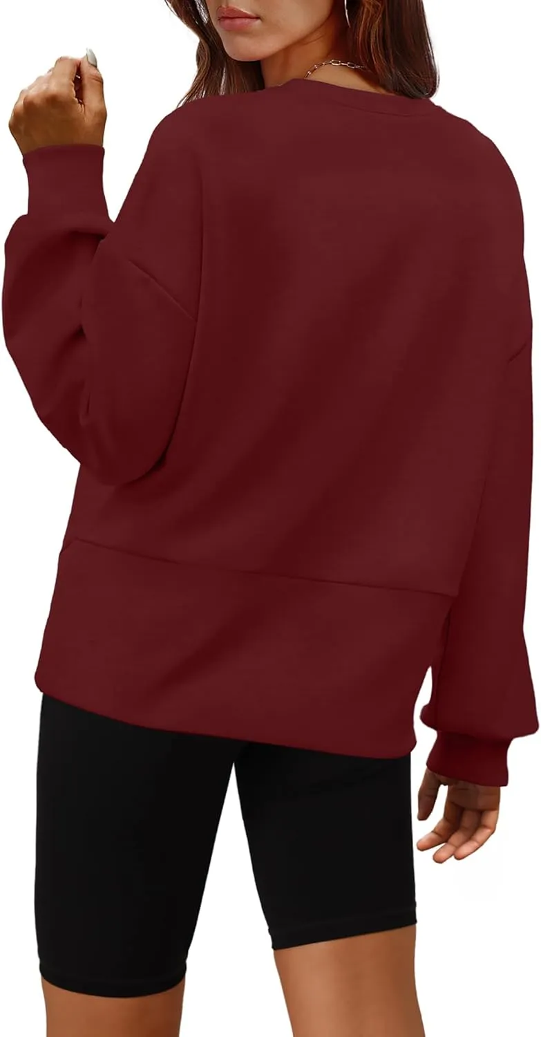 WIHOLL Fall Sweatshirt for Women Crew Neck Long Sleeve Shirts Pullover Casual Workout Tops Fashion 2024