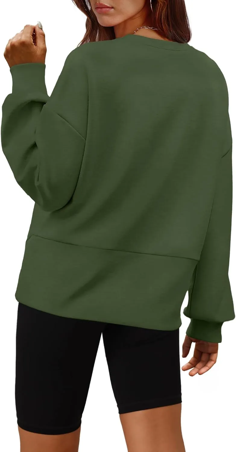 WIHOLL Fall Sweatshirt for Women Crew Neck Long Sleeve Shirts Pullover Casual Workout Tops Fashion 2024