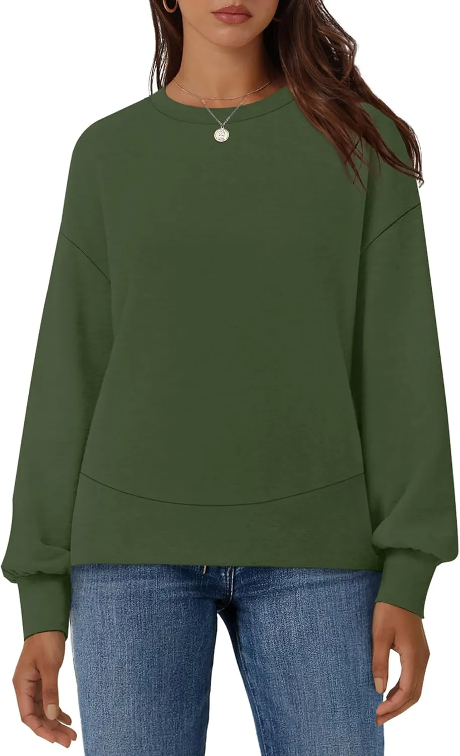 WIHOLL Fall Sweatshirt for Women Crew Neck Long Sleeve Shirts Pullover Casual Workout Tops Fashion 2024