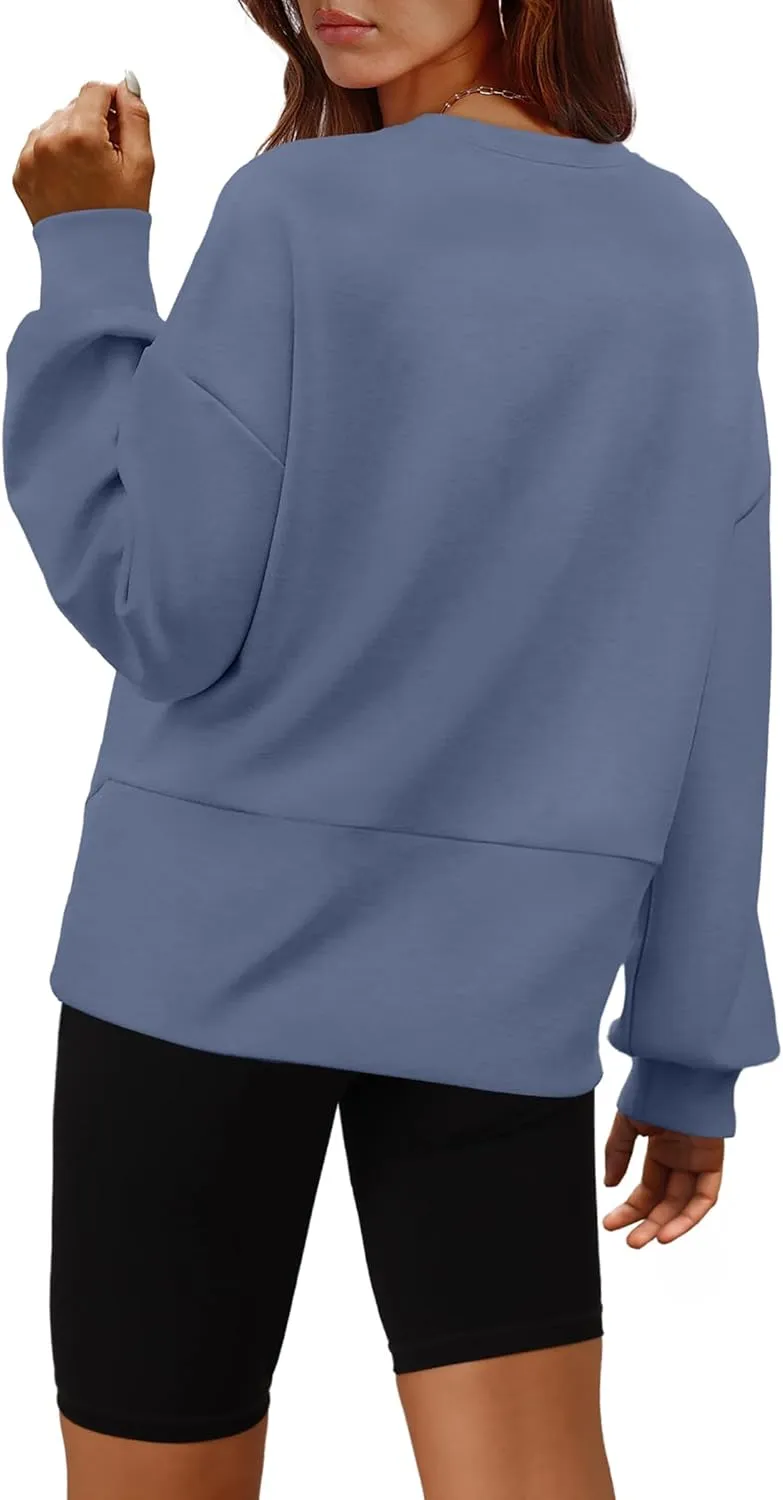 WIHOLL Fall Sweatshirt for Women Crew Neck Long Sleeve Shirts Pullover Casual Workout Tops Fashion 2024