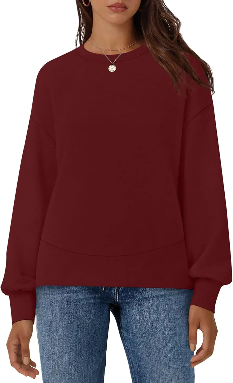 WIHOLL Fall Sweatshirt for Women Crew Neck Long Sleeve Shirts Pullover Casual Workout Tops Fashion 2024